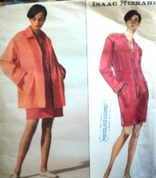 2625 VOGUE ISAAC MIZRAHI BUTTON LS  JERSEY DRESS, COLLAR A-COAT PATTERN 8-12 UNCUT